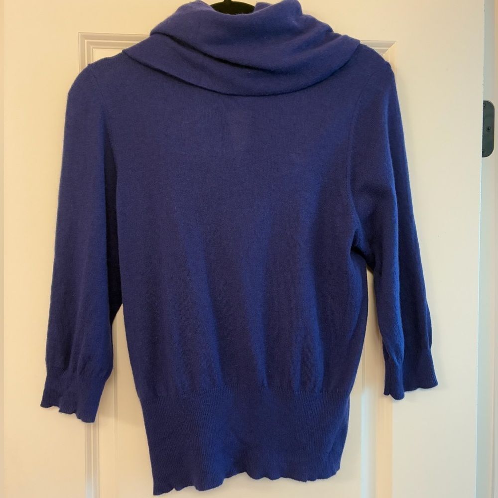 ANTHROPOLOGIE SPARROW Cowl Neck Knit Pullover Sweater Wool Blend Blue Large - Picture 2 of 9